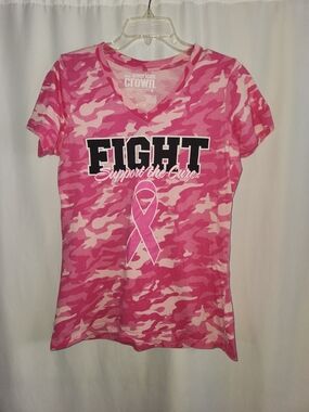American Crown Pink Camo  'Fight' Support Tee #empowering #strength #cancer